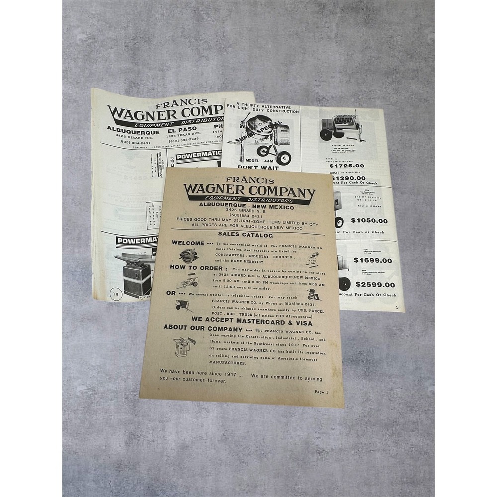 Francis Wagner Co Vintage 1983 1984 Industrial Equipment Sales Catalog Set